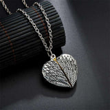 collier aile ange coeur acier