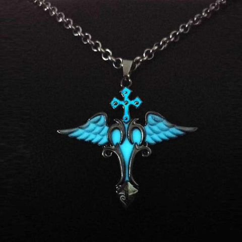 collier ailes ange phosphorescent