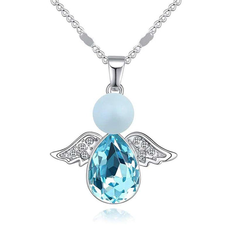 collier ailes ange swarovski bleu