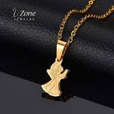 collier ange porte bonheur or