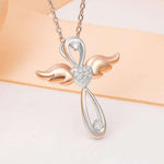 collier argent aile d ange rose