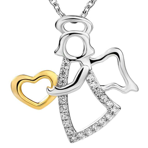 collier argent amour ange
