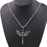 collier homme aile d'ange acier